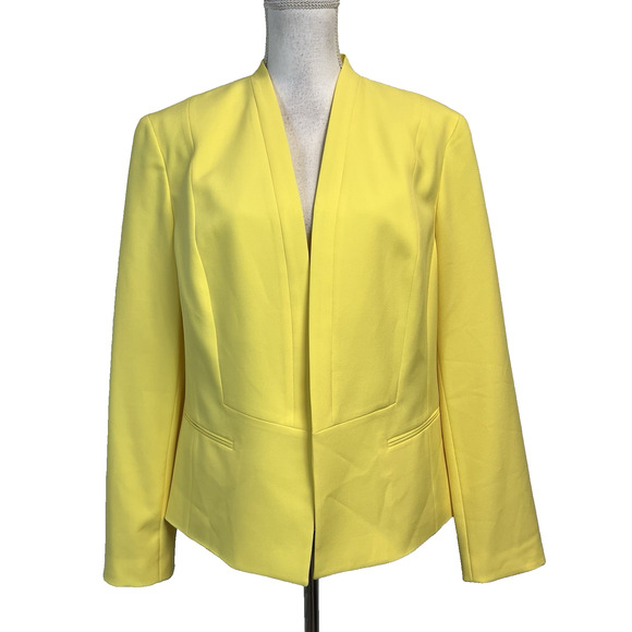 Evan Picone Black Label Women's Blazer Jacket Size 16 Canary Yellow Professional - Picture 1 of 9